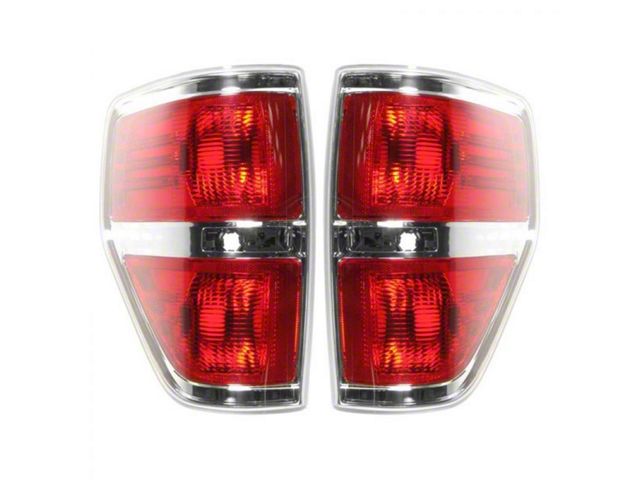 Tail Lights; Chrome Housing; Clear Lens (09-14 F-150 Styleside)