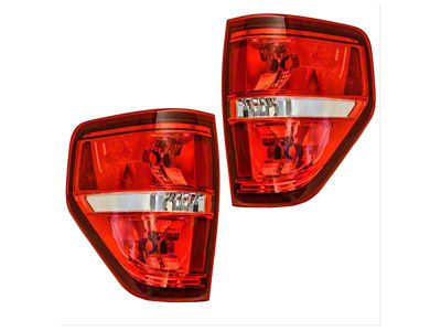 Tail Lights; Chrome Housing; Red Lens (09-14 F-150 Styleside)