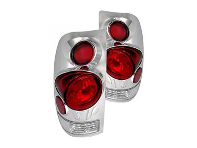Retro Style Tail Lights; Chrome Housing; Clear Lens (97-03 F-150 Styleside Regular Cab, SuperCab)