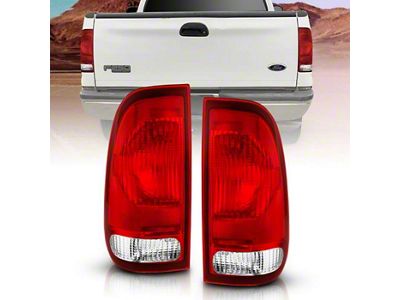 Tail Lights; Chrome Housing; Red/Clear Lens (97-03 F-150 Styleside, Excluding SuperCrew)