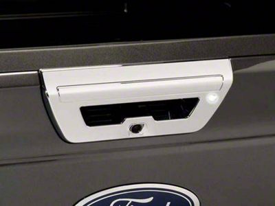 Tailgate Handle Cover with Backup Camera, Keyhole and LED Light Access Openings; Chrome (15-17 F-150)