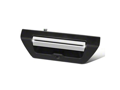 Tailgate Handle Cover without Keyhole Opening; Black and Chrome (15-20 F-150 w/ Manual Locks)