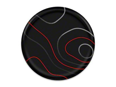 Tailgate Letter Inserts; Reflective Black Topo w/Red (21-25 F-150 Raptor w/o Tailgate Applique)