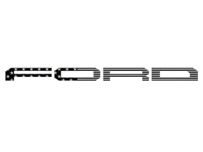 Tailgate Letter Overlays; Black/Silver American Flag (24-25 F-150 Raptor w/ Tailgate Applique)