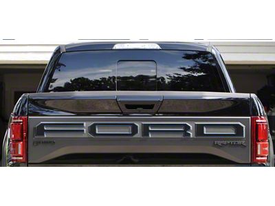 Tailgate Letter Overlays; Domed Carbon Fiber with Performance Ford Outline (17-18 F-150 Raptor w/ Tailgate Applique)