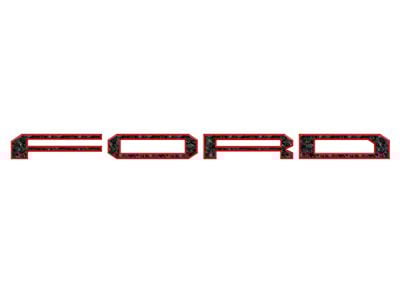 Tailgate Letter Overlays; Forged Carbon Fiber with Red Outline (24-25 F-150 Raptor w/ Tailgate Applique)