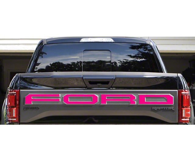 Pink F150 Sticker F-150 Tailgate Letter Overlays; Hot Pink (17-18 F-150 Raptor w ...