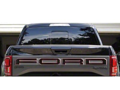Tailgate Letter Overlays; Matte Black with Red Outline (19-20 F-150 Raptor w/ Tailgate Applique)