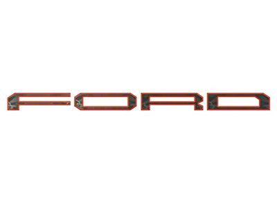 Tailgate Letter Overlays; Reflective Black Shadow with Code Orange Outline (21-23 F-150 Raptor w/ Tailgate Applique)