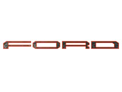 Tailgate Letter Overlays; Reflective Black Shadow with Code Orange Outline (24-25 F-150 Raptor w/ Tailgate Applique)
