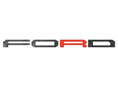 Tailgate Letter Overlays; Reflective Black Shadow with Code Orange R (21-23 F-150 Raptor w/ Tailgate Applique)