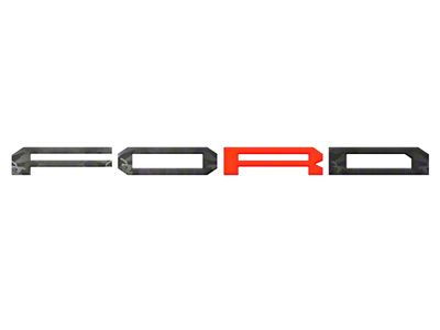 Tailgate Letter Overlays; Reflective Black Shadow with Code Orange R (24-25 F-150 Raptor w/ Tailgate Applique)