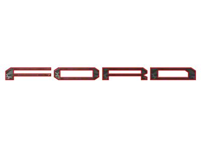 Tailgate Letter Overlays; Reflective Black Shadow with Red Outline (24-25 F-150 Raptor w/ Tailgate Applique)