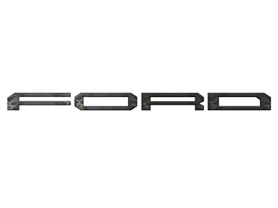 Tailgate Letter Overlays; Reflective Black Topo (24-25 F-150 Raptor w/ Tailgate Applique)