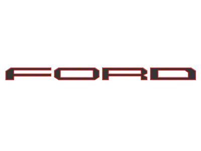 Tailgate Letter Overlays; Reflective Black Topo with Red Outline (19-20 F-150 Raptor w/ Tailgate Applique)