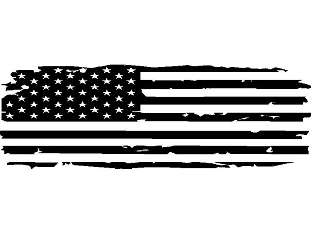 Tailgate Tattered American Flag Decal; Gloss Black (97-24 F-150)