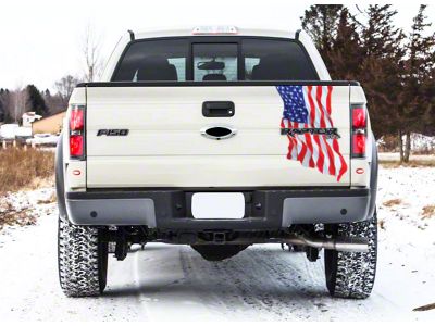Tailgate Wavy American Flag Decal; Reflective G Style (10-14 F-150 Raptor)