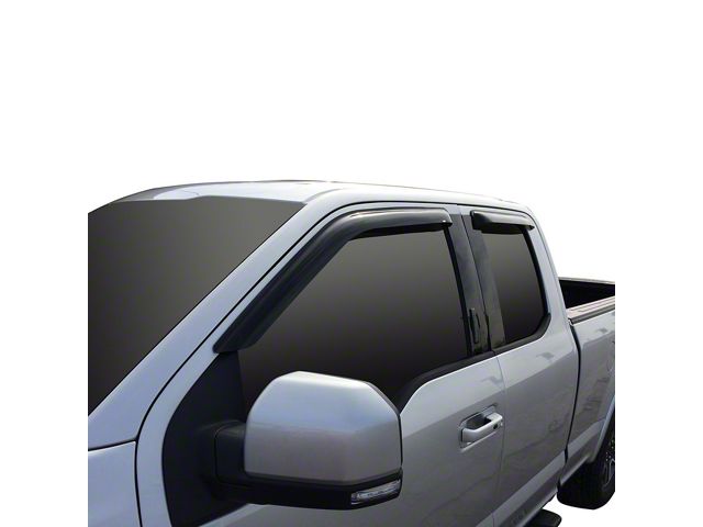 Tape-On Window Deflectors; Front and Rear; Smoke (15-24 F-150 SuperCab)