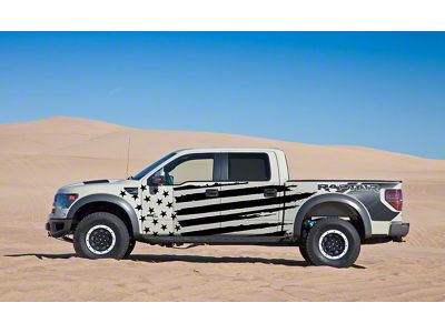 Tattered American Flag Body Graphics; Gloss Black (09-14 F-150)