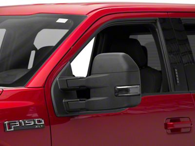 Powered Heated Towing Mirrors with Smoked LED Turn Signal; Textured Black (15-17 F-150)