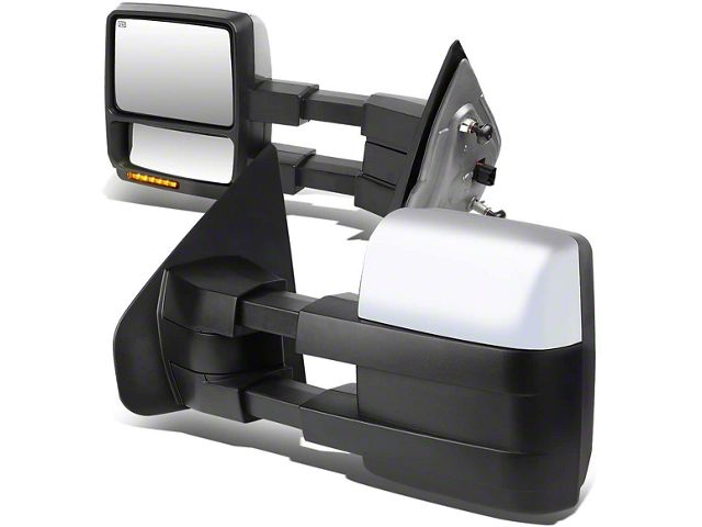 Towing Mirror; Manual; Heated; Amber LED Signal; Chome; Pair (04-14 F-150)