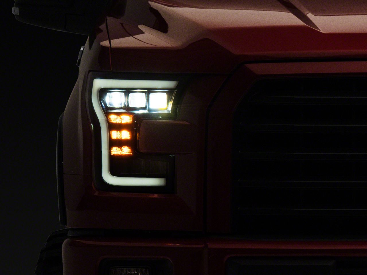 Tri-Pro LED Projector Headlights; Black Housing; Clear Lens (15-17 F-150 w/ Factory Halogen Headlights)