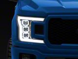 Triple Sequential LED DRL Projector Headlights with Amber Corners; Chrome Housing; Clear Lens (18-20 F-150 w/ Factory Halogen Headlights)