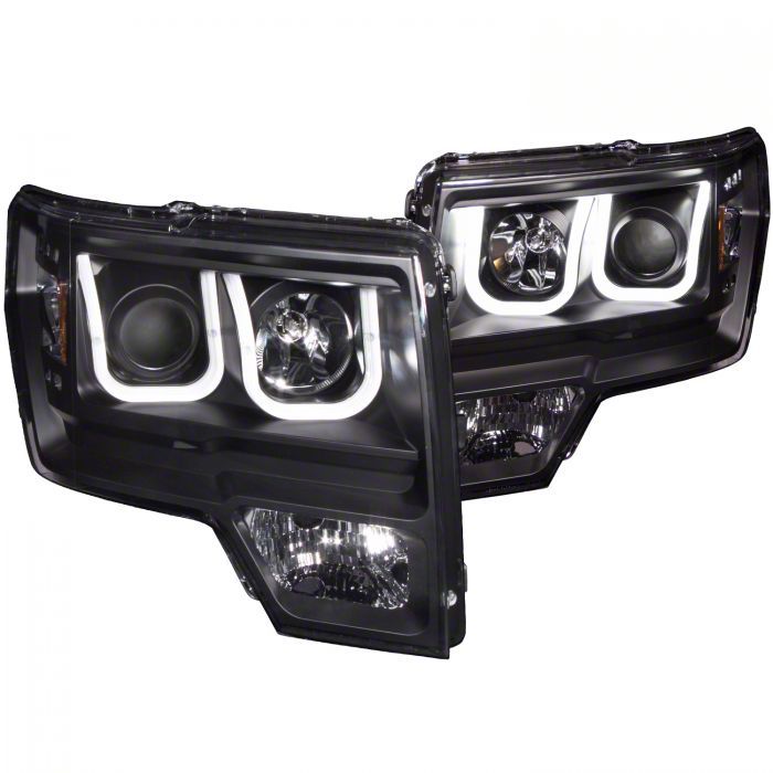 U-Bar Projector Headlights; Black Housing; Clear Lens (09-14 F-150 w/ Factory Halogen Headlights)