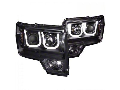 U-Bar Projector Headlights; Black Housing; Clear Lens (09-14 F-150 w/ Factory Halogen Headlights)