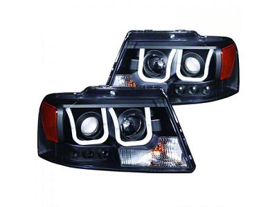 U-Bar Projector Headlights; Black Housing; Clear Lens (04-08 F-150)
