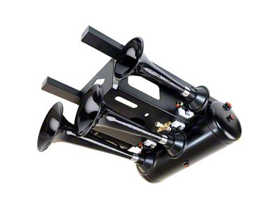 Universal Spare Tire Location Train Horn Kit with Model 230 Triple Horn; Black (Universal; Some Adaptation May Be Required)