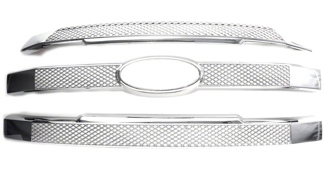 Upper Grille Overlay; Chrome (15-17 F-150 Lariat)