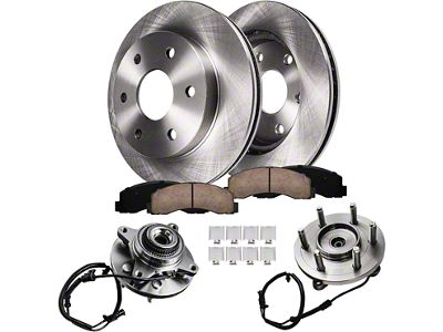 Vented 6-Lug Brake Rotor, Pad and Hub Assembly Kit; Front (11-14 4WD F-150)