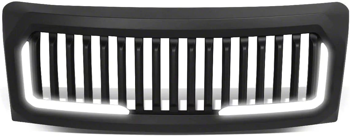 Vertical Fence Style Upper Replacement Grille with LED DRL; Matte Black (09-14 F-150, Excluding Raptor)