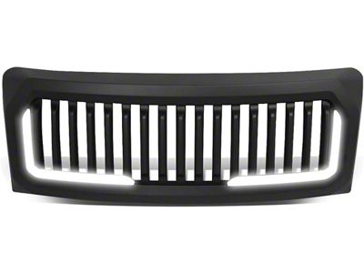 Vertical Fence Style Upper Replacement Grille with LED DRL; Matte Black (09-14 F-150, Excluding Raptor)