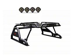 Warrior Roll Bar with 7-Inch Black Round LED Lights; Black (00-25 F-150 Styleside)