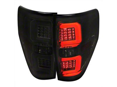 White C-Bar LED Tail Lights; Chrome Housing; Smoked Lens (09-14 F-150 Styleside)