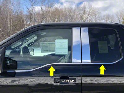 Window Sill Trim Set; Stainless Steel (21-24 F-150 SuperCab)