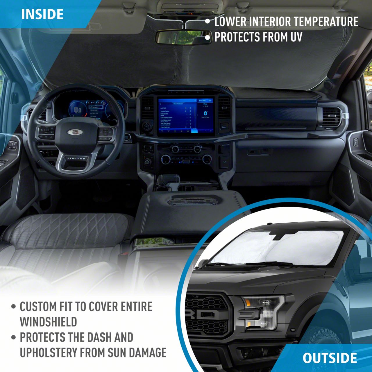F150 Windshield Sun Shade (1524 F150) Free Shipping