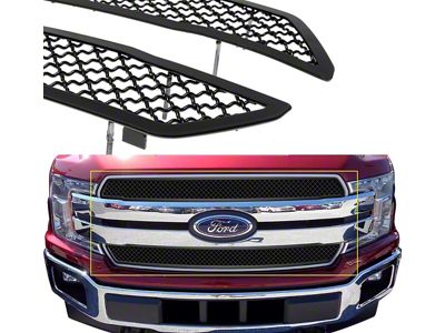 Wire Mesh Upper Overlay Grilles; Black (18-20 F-150 Lariat, XL, XLT)