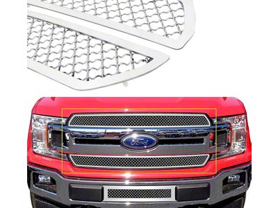 Wire Mesh Upper Overlay Grilles; Chrome (18-20 F-150 King Ranch, Platinum)