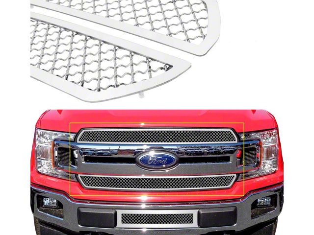 Wire Mesh Upper Overlay Grilles; Chrome (18-20 F-150 King Ranch, Platinum)