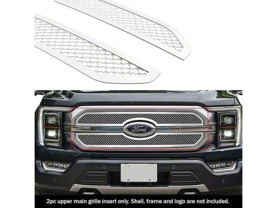 Wire Mesh Upper Overlay Grilles; Polished (21-23 F-150 King Ranch, Platinum)