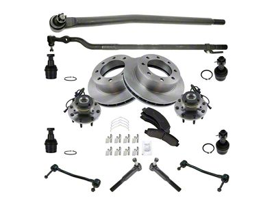 15-Piece Steering, Suspension and Brake Kit (00-04 4WD F-250 Super Duty w/ 4-Wheel ABS, M14x2.0 Coarse Thread Wheel Studs & 13-Inch Front Rotors)