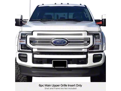 1.80mm Wire Mesh Upper Overlay Grilles; Polished (20-22 F-250 Super Duty Lariat)