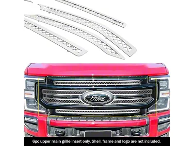 2.50mm Wire Mesh Upper Overlay Grilles; Polished (20-22 F-250 Super Duty Lariat)