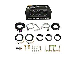 3-Gauge Diesel Truck Set; 60 PSI Boost/2400-Degree Pyrometer EGT/100 PSI Fuel Pressure; Tinted 7 Color (Universal; Some Adaptation May Be Required)