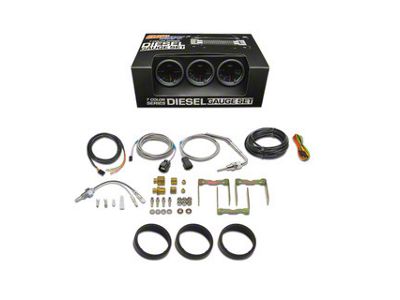 3-Gauge Diesel Truck Set; 60 PSI Boost/1500-Degree Pyrometer EGT/Transmission Temperature; Tinted 7 Color (Universal; Some Adaptation May Be Required)