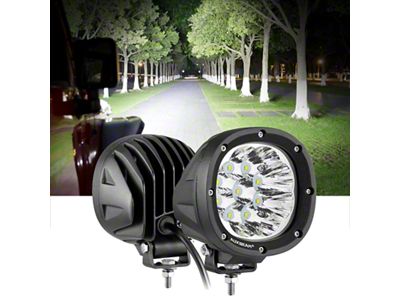4-Inch Round 90W White LED Pod Lights; Spot Beam (Universal; Some Adaptation May Be Required)