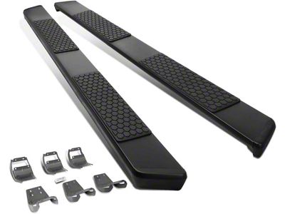 5-Inch Wide Flat Running Boards; Black (17-24 F-250 Super Duty SuperCab)